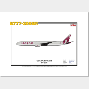 Boeing B777-300ER - Qatar Airways (Art Print) Posters and Art